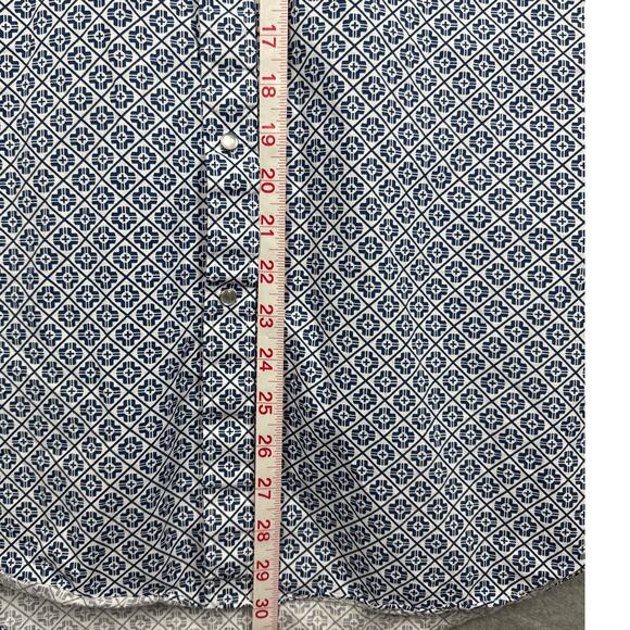 Ely Cattlemen Men's Western Shirt Pearl Snap Button Up Blue White Size L Cowboy - Picture 5 of 9